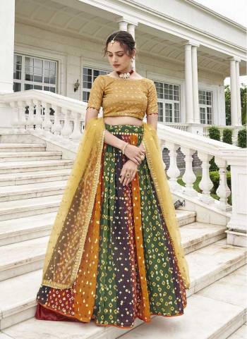 Attrective Looking These Partywear Lehenga Choli in Fine Colored Pair With Dupatta.These Blouse Are Banglori Silk And Dupatta Net Are Fabricated On Georgette Pair Lehenga.Its Beautified With Digital Printed With Designer Thread, Sequance Embroidery Work.