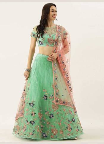 Garb This Partywear Fine Color Heavy Designer Choli Fabric Are Net And Lahenga Satin Silk And Dupatta Net In Fabricated Beautified With Attrective Thread,Sequance Embroidery Work. Buy Now.