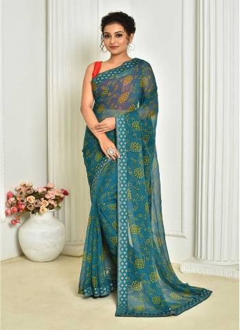 Garb These Designer Saree in Fine Colored.These Saree Are Chiffon And Blouse is Banglori Fabricated.Its Beautified With Designer Printed With Swarovski Work Border.