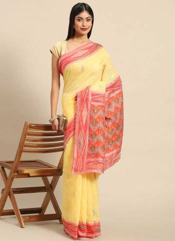 Look Attrective These Party Wear Saree in Fine Colored.These Saree And Blouse  is Fabricated On Cotton Linen.Its Beautified With Heavy Weaving Designer.