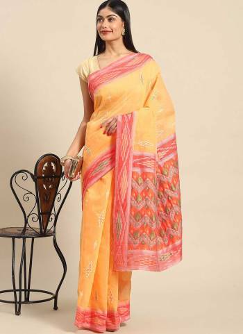 Look Attrective These Party Wear Saree in Fine Colored.These Saree And Blouse  is Fabricated On Cotton Linen.Its Beautified With Heavy Weaving Designer.