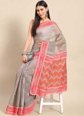 Look Attrective These Party Wear Saree in Fine Colored.These Saree And Blouse  is Fabricated On Cotton Linen.Its Beautified With Heavy Weaving Designer.