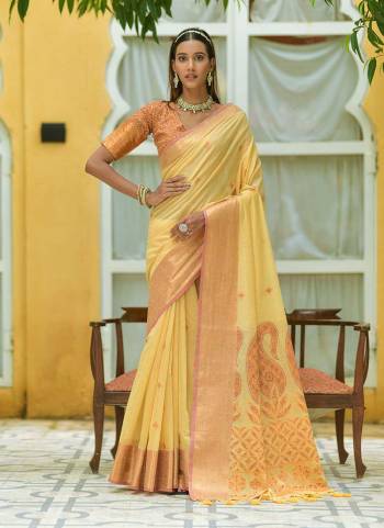 Garb These Party Wear Saree in Fine Colored.These Saree And Blouse is Fabricated On Chanderi Silk.Its Beautified With Weavon Jari,Meena Designer.