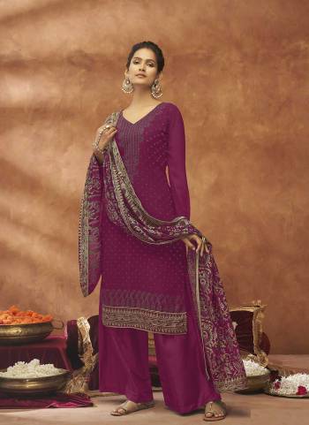 Attrective Looking These Plazzo Suit in Fine Colored Pair With Bottom And Dupatta.These Top And Dupatta Are Fabricated On Georgette Pair With Santoon Bottom.Its Beautified With Santoon Inner.Its Beautified With Heavy Designer Embroidery With Masin Diamond Work.