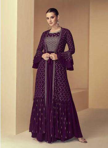 Attrective These Designer Suit in Fine Colored Pair With Bottom And Jacket.These Top Are Faux Georgette And Jacket And Bottom Are Fabricated On Faux Georgette Pair With Santoon Inner.Its Beautified With Heavy Designer Embroidery Work.