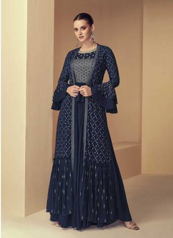 Attrective These Designer Suit in Fine Colored Pair With Bottom And Jacket.These Top Are Faux Georgette And Jacket And Bottom Are Fabricated On Faux Georgette Pair With Santoon Inner.Its Beautified With Heavy Designer Embroidery Work.