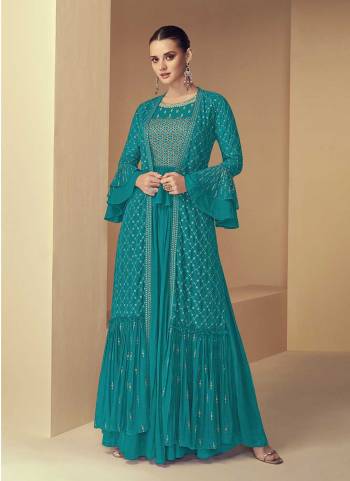 Attrective These Designer Suit in Fine Colored Pair With Bottom And Jacket.These Top Are Faux Georgette And Jacket And Bottom Are Fabricated On Faux Georgette Pair With Santoon Inner.Its Beautified With Heavy Designer Embroidery Work.