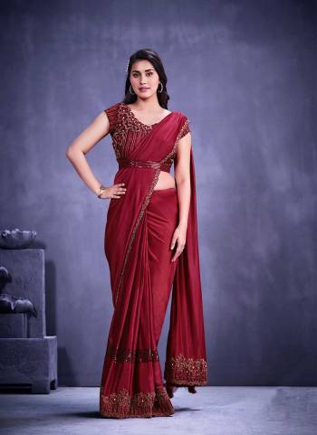 Look Attrective These Party Wear One Minute Saree in Fine Colored.These Saree Are Fancy Fabric And Blouse is Fabricated On Raw Silk.Its Beautified With Heavy Designer Fancy Work.