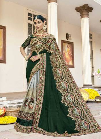 Garb These Designer Half Half Saree in Fine Colored.These Saree And Blouse is Fabricated On Fancy Art Silk Pair.Its Beautified With Blooming Color,Heavy Embroidery,Diamond Work.