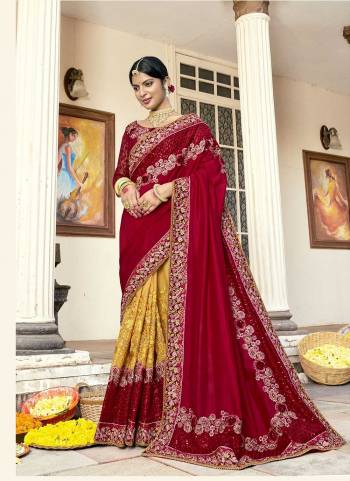 Garb These Designer Half Half Saree in Fine Colored.These Saree And Blouse is Fabricated On Fancy Art Silk Pair.Its Beautified With Blooming Color,Heavy Embroidery,Diamond Work.