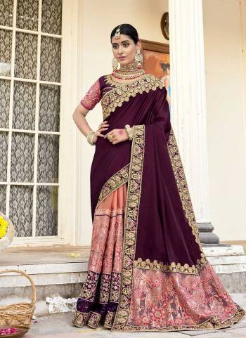 Garb These Designer Half Half Saree in Fine Colored.These Saree And Blouse is Fabricated On Fancy Art Silk Pair.Its Beautified With Blooming Color,Heavy Embroidery,Diamond Work.