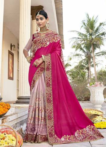 Garb These Designer Half Half Saree in Fine Colored.These Saree And Blouse is Fabricated On Fancy Art Silk Pair.Its Beautified With Blooming Color,Heavy Embroidery,Diamond Work.