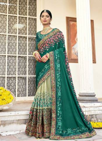 Garb These Designer Half Half Saree in Fine Colored.These Saree And Blouse is Fabricated On Fancy Art Silk Pair.Its Beautified With Blooming Color,Heavy Embroidery,Diamond Work.