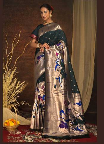 Attrective These Party Wear Saree in Fine Colored.These Saree And Blouse is Fabricated On Banarasi Soft Silk.Its Beautified With Paithani Meena Jari Weavon Designer.