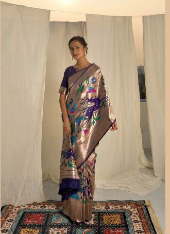 Attrective These Party Wear Saree in Fine Colored.These Saree And Blouse is Fabricated On Banarasi Soft Silk.Its Beautified With Paithani Meena Jari Weavon Designer.