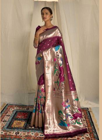 Attrective These Party Wear Saree in Fine Colored.These Saree And Blouse is Fabricated On Banarasi Soft Silk.Its Beautified With Paithani Meena Jari Weavon Designer.