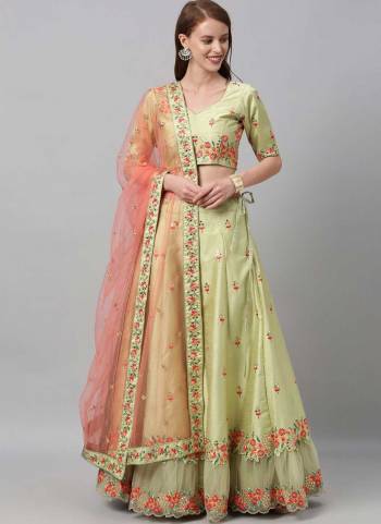 Garb This Partywear Fine Color Heavy Designer Choli Fabric Are Art Silk And Lahenga Art Silk And Dupatta Net In Fabricated Beautified With Attrective Thread,Sequance Embroidery Work. Buy Now.