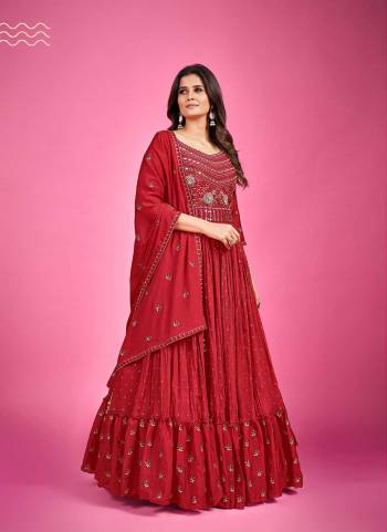 Attrective These Readymade Gown With Dupatta in Fine Colored.These Gown Are Chinon Silk Fabricated On Chinon Silk Dupatta.Its Beautified With Heavy Designer Embroidery Work.