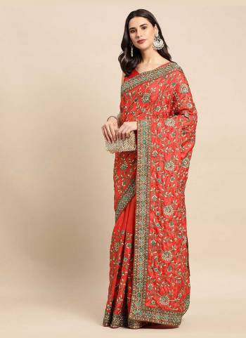 Garb These Fancy Saree in Fine Colored.These Saree And Blouse is Fabricated On Vichitra Silk Pair.Its Beautified With Heavy Designer Multy Thread Embroidery Work.