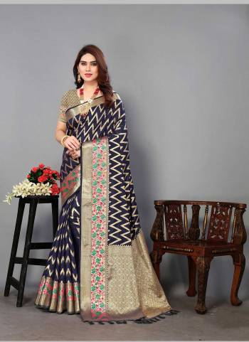 Attrective This Wedding Partywear Saree Paired With Blouse.This Saree And Blouse Are Soft Silk Based Fabric With Weaving Jacquard Rich Pallu Designer. Buy This Pretty Saree Now.