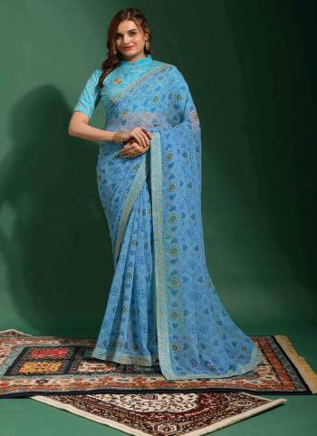 Attrective Look These Saree in Fine Colored.These Saree Are Georgette And Blouse is Banglori Fabricated.Its Beautified With Designer Bandhani Printed With Embroidery Work Lace And Blouse.