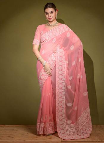 Attrective Look These Saree in Fine Blooming Colored.These Saree And Blouse is Georgette Fabricated.Its Beautified With Designer Lakhnavi Thread Embroidery Work.