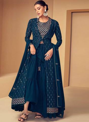 Attrective These Plazzo Suit in Fine Colored Pair With Bottom And Dupatta.These Top And Dupatta Are Fabricated On Georgette Pair With Georgette Bottom.Its Beautified With Santoon Inner.Its Beautified With Heavy Designer Sequance Embroidery Work.