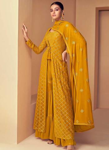 Attrective These Plazzo Suit in Fine Colored Pair With Bottom And Dupatta.These Top And Dupatta Are Fabricated On Georgette Pair With Georgette Bottom.Its Beautified With Santoon Inner.Its Beautified With Heavy Designer Sequance Embroidery Work.