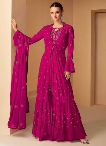 Attrective These Plazzo Suit in Fine Colored Pair With Bottom And Dupatta.These Top And Dupatta Are Fabricated On Georgette Pair With Georgette Bottom.Its Beautified With Santoon Inner.Its Beautified With Heavy Designer Sequance Embroidery Work.