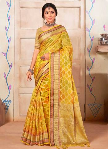 Attrective These Party Wear Saree in Fine Colored.These Saree And Blouse is Fabricated On Organza.Its Beautified With Weavon Designer With Swarovski Work.