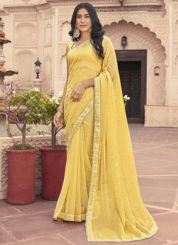 Grab These Party Wear Saree in Fine Light Colored.These Saree Are Samundri Chiffon And Blouse is Fabricated On Banglori.Its Beautified With Designer Foil Printed With Embroidery Work Lace Border.