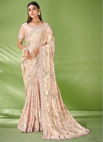 Look Attrective These Party Wear Saree in Fine Colored.These Saree Are Georgette And Blouse  is Fabricated On Raw Silk.Its Beautified With Wevon Designer With Embroidery Work.