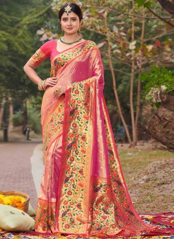 Garb These Party Wear Saree in Fine Colored.These Saree And Blouse is Fabricated On Paithani Silk.Its Beautified With Weavon Jari Designer Work.