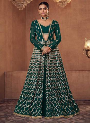 Attrective These Designer Lehenga Choli in Fine Colored Pair With Jacket.These Lehenga Choli Are Faux Georgette And Jacket Are Fabricated On Faux Georgette Pair With Santoon Inner.Its Beautified With Heavy Designer Embroidery Work.