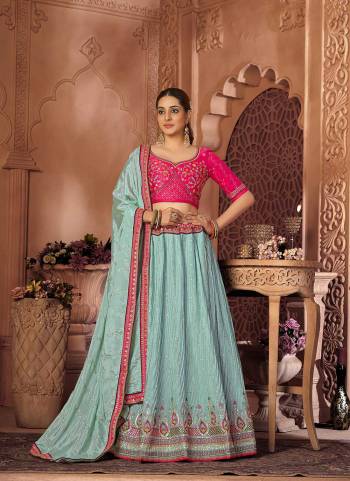 Grab These Beautiful Colored Lehenga Choli.These Lehenga and Dupatta Are Fabricated On Chinon Pair With Malai Satin Blouse.Its Beautified With Crushed,Heavy Thread,Sequance Embroidery Work.