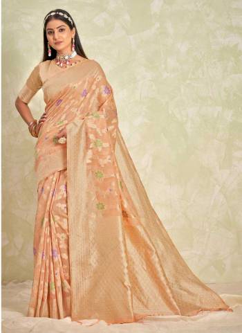 Looking These Party Wear Saree in Fine Light Colored.These Saree And Blouse is Fabricated On Cotton.Its Beautified With Weavon Designer.