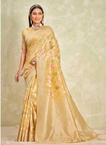 Looking These Party Wear Saree in Fine Light Colored.These Saree And Blouse is Fabricated On Cotton.Its Beautified With Weavon Designer.