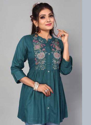 Attrective These Beautiful Looking Readymade Short Kurti.These Kurtis Fabricated On Rayon.Its Beautified With Designer Multy Thread Embroidery Work.