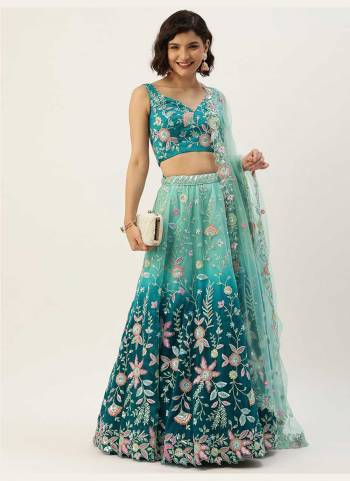 Garb This Partywear Fine Color Heavy Designer Choli Fabric Are Silk And Lahenga Net And Dupatta Net In Fabricated Beautified With Attrective Multy,Sequance Embroidery Work. Buy Now.