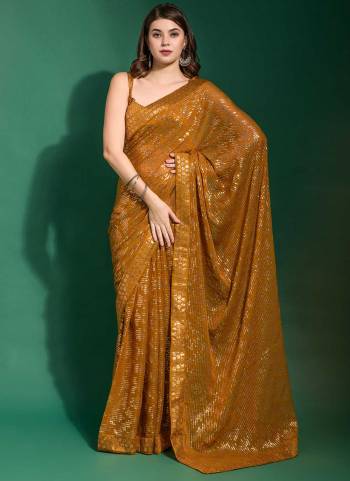 Grab These Saree in Fine Colored.These Saree Are Georgette And Blouse is Mono Banglori Fabricated.Its Beautified With Designer Emboss Sequance Embroidery Work.