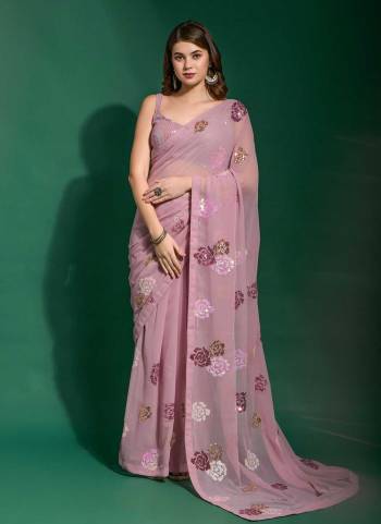 Grab These Saree in Fine Colored.These Saree And Blouse is Georgette Fabricated.Its Beautified With Designer Multy Color Sequance Embroidery Work.