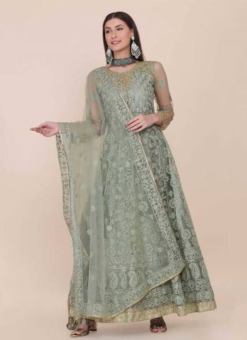 Grab These Anarkali Suit in Fine Colored Pair With Bottom And Dupatta.These Top Are Net And Dupatta Are Fabricated On Net Pair With Santoon Bottom.Its Beautified With Heavy Designer Embroidery Work.