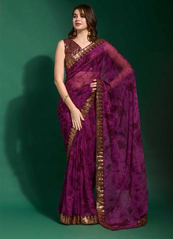 Grab These Party Wear Saree in Fine Colored.These Saree Are Georgette And Blouse is Mono Banglori Fabricated.Its Beautified With Designer Prijam Printed With Emboss Sequance Embroidery Work Lace Border.