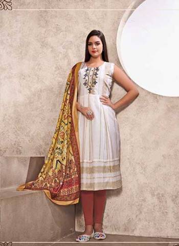 Grab These Beautiful Looking Readymade Kurti With Dupatta.These Kurti is Fabricated On Mal Cotton And Muslin Dupatta.Its Beautified With Wevon Lining,Digital Printed With Hand Mirror Work.