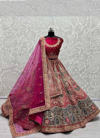 For A Designer Look,Grab These Lehenga Choli With 2 Dupatta in Fine Colored.These Lehenga And Choli Are Velvet And Dupatta Are Fabricated On Soft Net & Soft Net Pair.Its Beautified With Designer Fancy Patch Work,Multy Thread Embroidery,Zarkan Diamond Work.