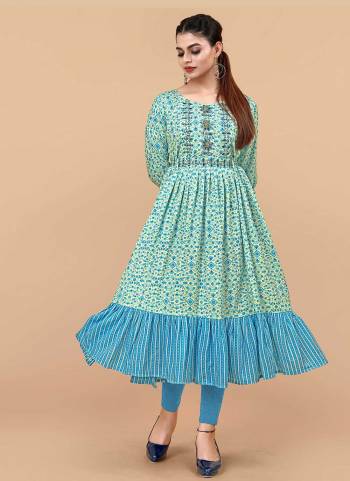 Grab These Beautiful Looking Readymade Long Kurti.These Kurti is Fabricated On Rayon.Its Beautified With Digital Printed With Mirror Hand Embroidery Work.