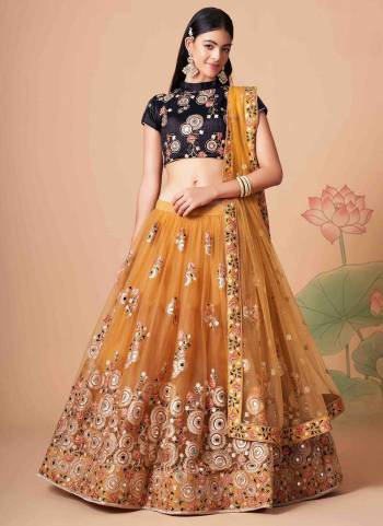 For A Designer Look,Grab These Lehenga Choli in Fine Colored.These Lehenga And Dupatta Are Fabricated On Soft Net Pair With Art Silk Blouse.Its Beautified With Designer Thread,Mirror,Dori,Sequance Embroidery Work.