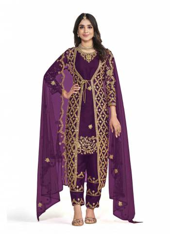 Grab These Designer Suit With Koti in Fine Colored Pair With Bottom And Dupatta.These Top,Koti And Dupatta Are Fabricated On Butterfly Net Pair With Japan Satin Bottom.Its Beautified With Heavy Designer Cording Embroidery,Diamond Work.