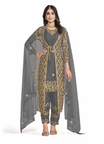 Grab These Designer Suit With Koti in Fine Colored Pair With Bottom And Dupatta.These Top,Koti And Dupatta Are Fabricated On Butterfly Net Pair With Japan Satin Bottom.Its Beautified With Heavy Designer Cording Embroidery,Diamond Work.