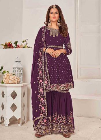 Grab These Sharara Suit in Fine Colored Pair With Bottom And Dupatta.These Top And Dupatta Are Fabricated On Faux Georgette Pair With Faux Georgette Bottom.Its Beautified With Heavy Designer Multy Thread,Sequance Embroidery Work.